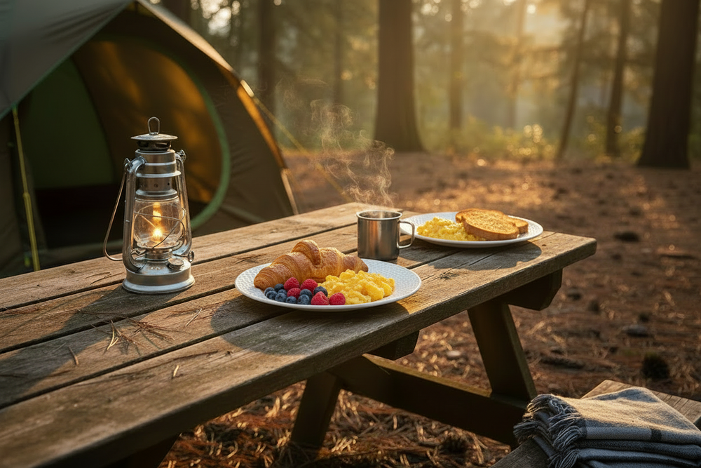 Cookinglife Platos de Desayuno / Postre - CampVibe - Exterior - Plástico - Irrompibles - Blanco ø 21 cm - 4 piezas