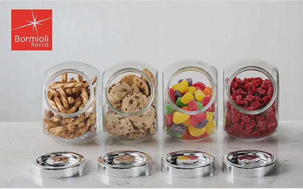 Tarro de almacenamiento / Tarro de dulces de vidrio Bormioli Rocco Pandora - ø 18 cm / 2 litros - 3 unidades