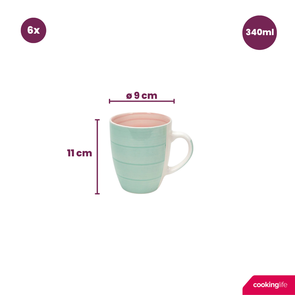 Tazas Cookinglife Pastel Harmony 340 ml - 6 piezas