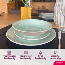 Cookinglife Juego de Vajilla Pastel Harmony 18 piezas / 6 personas - 6 platos llanos, 6 platos para desayuno y 6 platos hondos