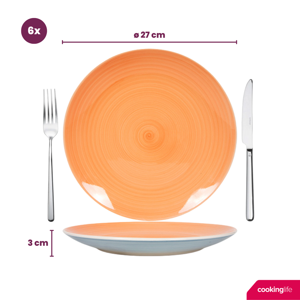 Cookinglife Juego de Vajilla Pastel Harmony 18 piezas / 6 personas - 6 platos llanos, 6 platos para desayuno y 6 platos hondos