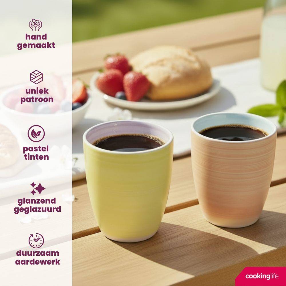 Cookinglife Vasos de Café Pastel Harmony 340 ml - 6 Piezas