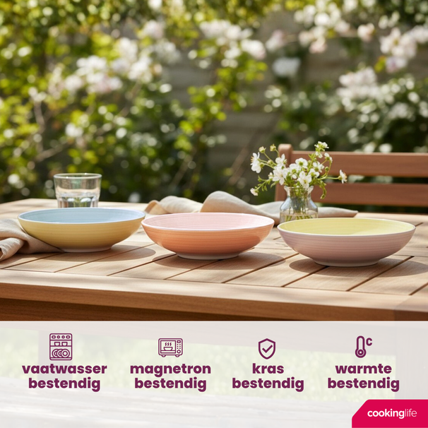 Cookinglife Platos Profundos / Platos para Pasta Pastel Harmony ø 23 cm - 6 Piezas