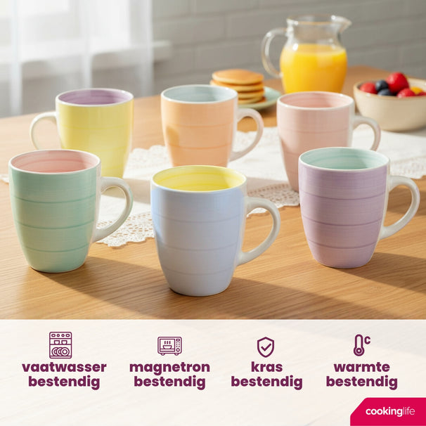 Tazas Cookinglife Pastel Harmony 340 ml - 6 piezas