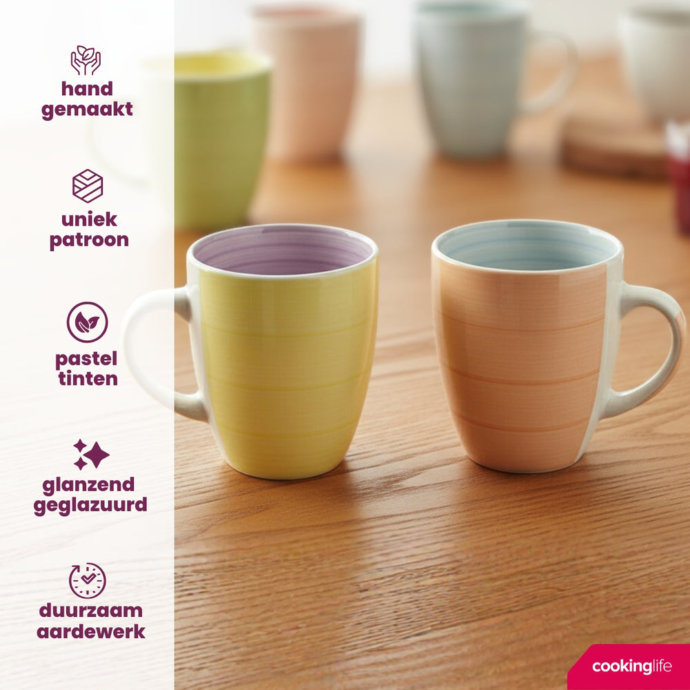 Tazas Cookinglife Pastel Harmony 340 ml - 6 piezas