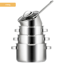 Sola Set de ollas Pearl 4 piezas acero inoxidable - apto para extracción de aire - Olla ø 16, 18, 20 cm y cazo ø 16 cm - apto para todas las fuentes de calor