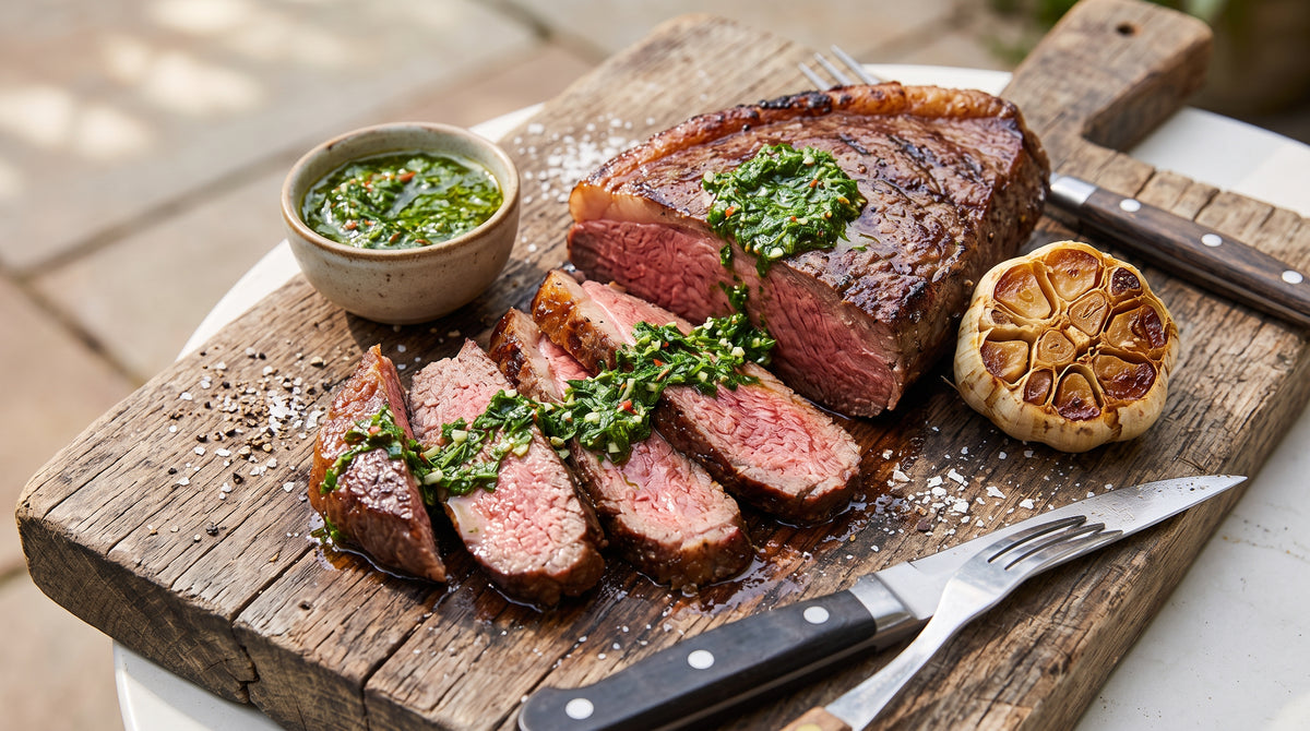 Un trozo de carne jugoso, una sartén grande y una salsa que lo mejora todo.