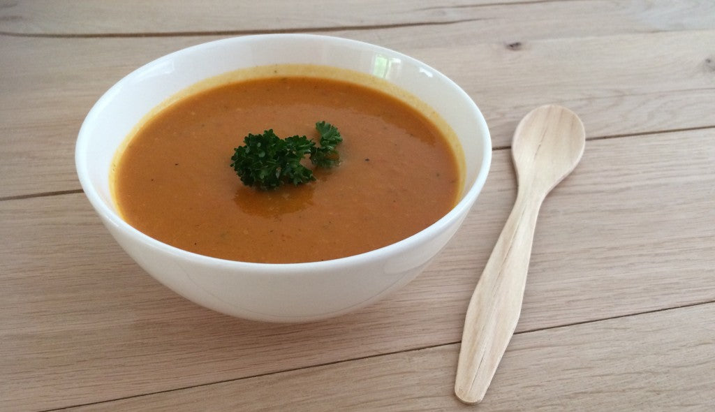 Sopa cremosa de calabaza, pimiento y un toque de Vadouvan