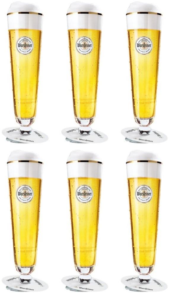 Vasos de cerveza Warsteiner con pie - 400 ml - 6 piezas