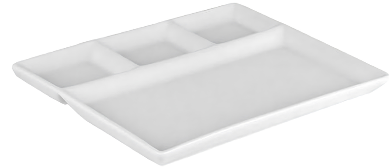 Platos Cookinglife para BBQ / Fondue / Gourmet con 4 compartimentos - 26 x 20 cm - 4 unidades