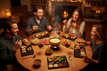 Platos Cookinglife para BBQ / Fondue / Gourmet con 5 compartimentos - 24 x 24 cm - 4 unidades