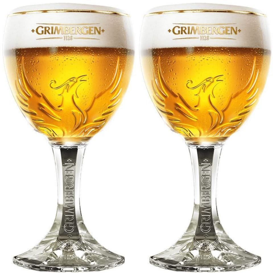 Vasos de cerveza Grimbergen con pie - 330 ml - 2 piezas