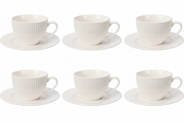 Cookinglife Taza y Plato Siaki New Bone - Porcelana - 240 ml - 6 piezas