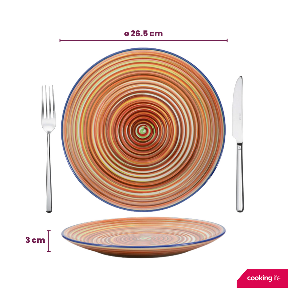 Set de Vajilla Cookinglife Rhythm & Lines 18 piezas / 6 personas - 6 platos de cena, 6 platos de desayuno y 6 platos hondos