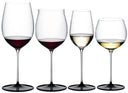 Set de copas de vino Riedel Fatto A Mano Black Tie - Bordeaux Grand Cru, Burgundy Grand Cru, Riesling y Chardonnay barricado - 4 piezas