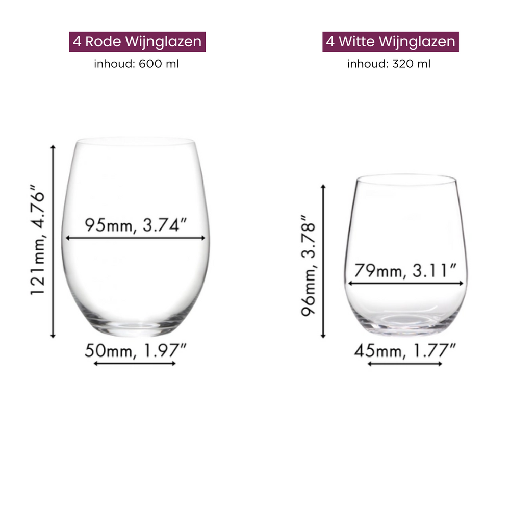 Set de copas de vino sin tallo Riedel O Wine - 620 ml - Paga 6 y lleva 8