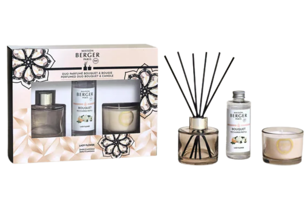Maison Berger Set de regalo - Palitos aromáticos y vela perfumada - Eternity Nude - Lady Flower
