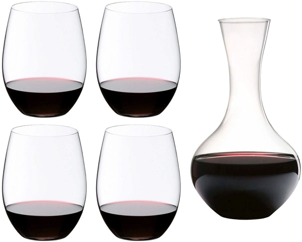 Set de copas de vino tinto Riedel O Wine - 4 unidades con decantador Syrah