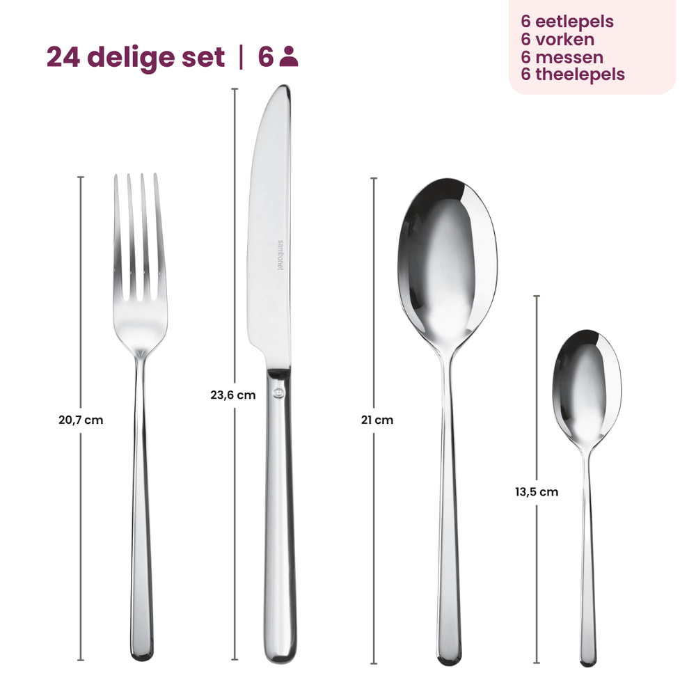 Sambonet Set de cubiertos Linear - Negro - 24 piezas / 6 personas