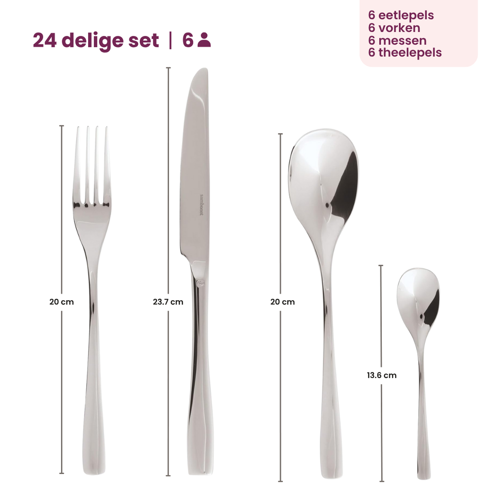 Sambonet Set de cubiertos Sintesi - RVS - 24 piezas / 6 personas