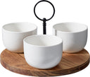 Set de Servicio / Set de Tapas 4 piezas Cookinglife - Madera de Acacia ø 19 cm - Con Cuencos de Porcelana