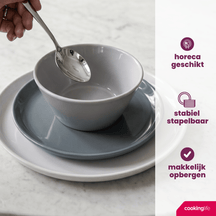 Cookinglife Platos de desayuno / Platos de postre Siaki - Blanco / Azul / Gris ø 19 cm - Porcelana - 6 piezas
