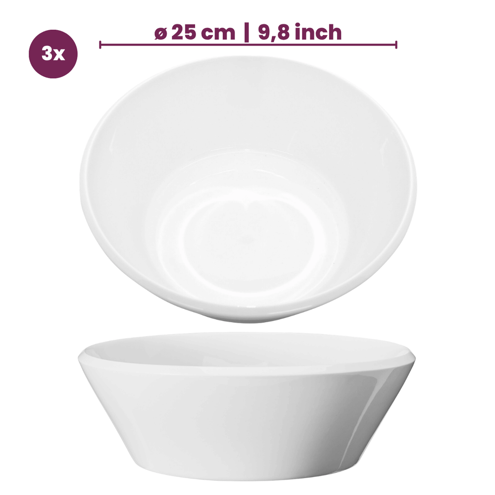 Cookinglife Ensaladeras Siaki - Blanco / Azul / Gris ø 25 cm - Porcelana - 3 piezas