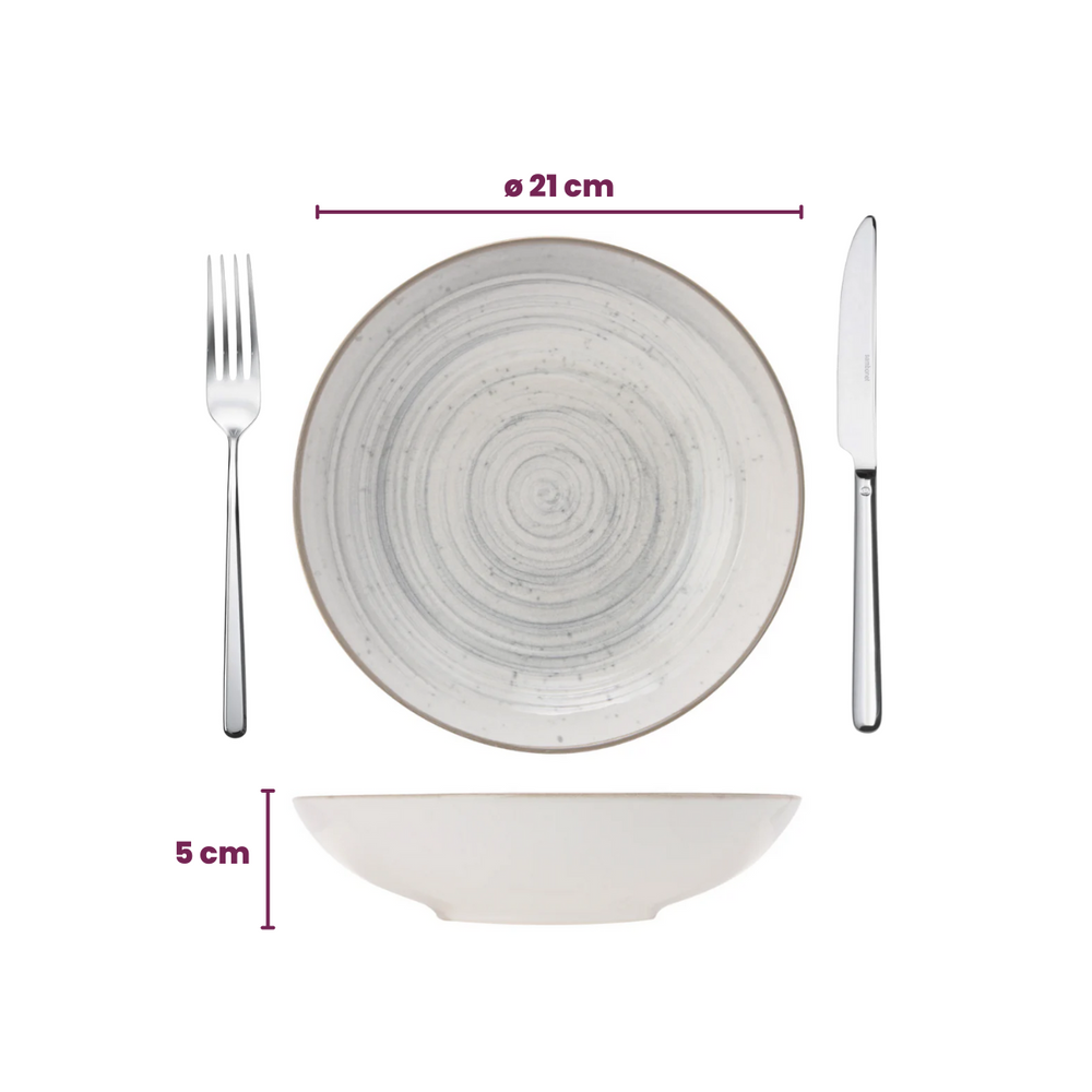 Juego de vajilla Cosy & Trendy Sintra Dusty Blue 16 piezas / 4 personas - 4 platos de cena, 4 platos de desayuno, 4 platos hondos y 4 cuencos