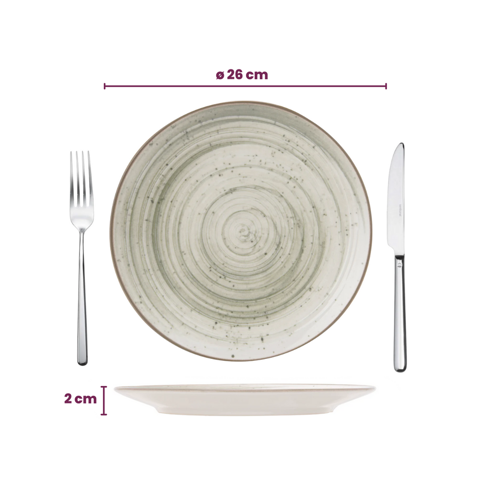 Juego de vajilla Cosy & Trendy Sintra Ivy Green 16 piezas / 4 personas - 4 platos de cena, 4 platos de desayuno, 4 platos hondos y 4 cuencos
