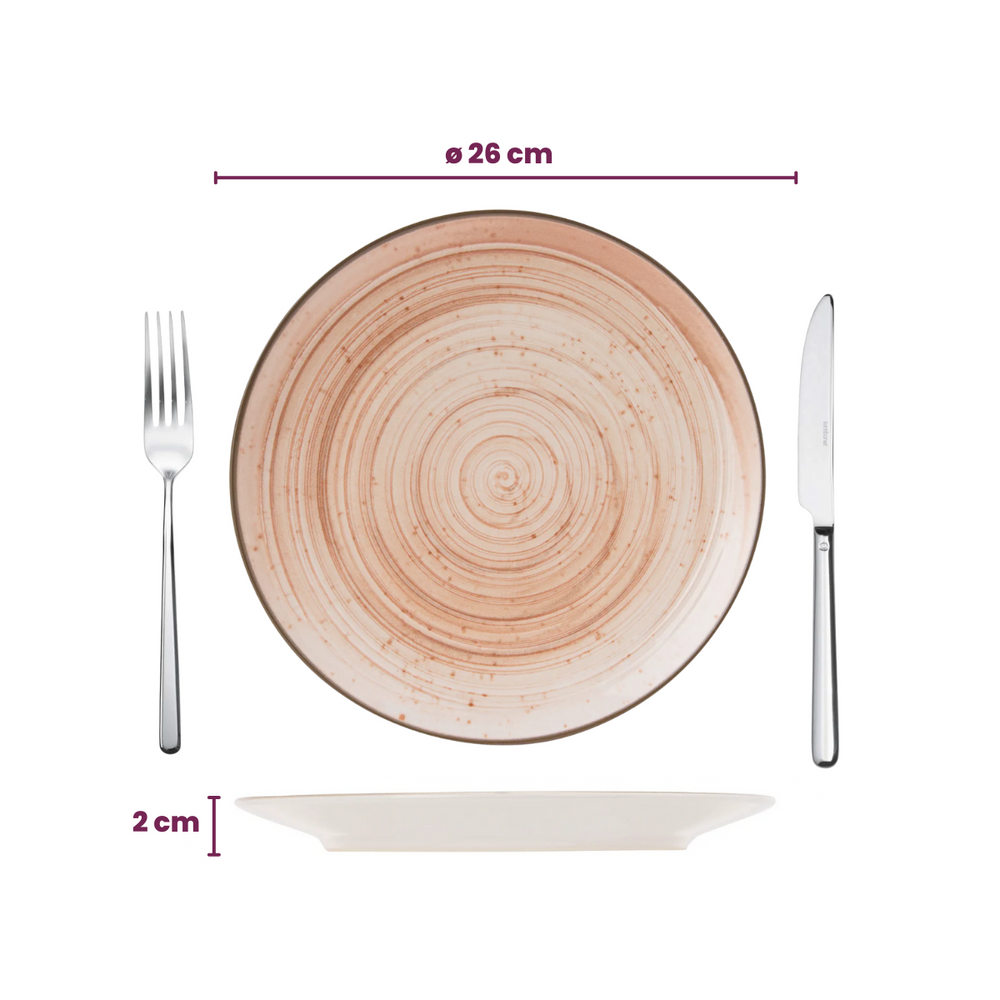 Juego de vajilla Cosy & Trendy Sintra Terracotta 16 piezas / 4 personas - 4 platos de cena, 4 platos de desayuno, 4 platos hondos y 4 cuencos