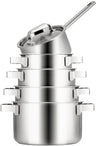 Juego de ollas Sola Ruby 5 piezas Premium Triply Acero inoxidable - Olla de cocina ø 16, 18, 20, 24 cm y cazo ø 16 cm - apto para todas las fuentes de calor