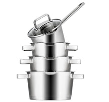 Sola Set de ollas Diamond 4 piezas acero inoxidable - apto para extracción de aire - Olla ø 16, 18, 20 cm y cazo ø 16 cm - apto para todas las fuentes de calor
