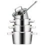Sola Set de ollas Diamond 4 piezas acero inoxidable - apto para extracción de aire - Olla ø 16, 18, 20 cm y cazo ø 16 cm - apto para todas las fuentes de calor