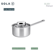 Sola Set de Sartenes Ruby 4 Piezas Premium Triply Acero Inoxidable - Olla ø 16, 18, 20 cm & Cacerola ø 16 cm - Apta para Inducción