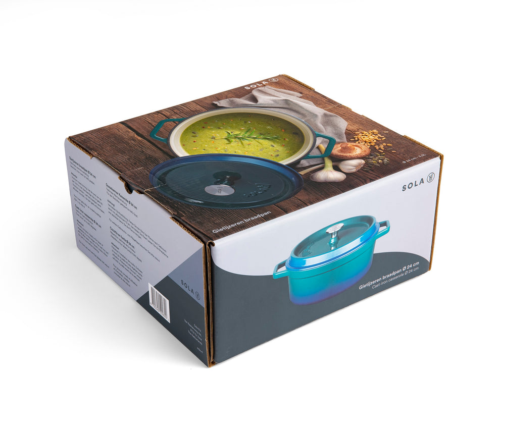 Sola Cazuela con tapa - Azul - ø 24 cm / 3.5 litros - revestimiento antiadherente esmaltado
