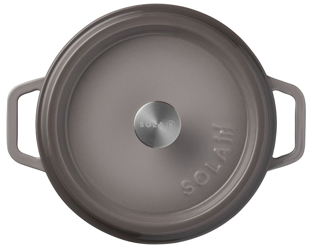 Sola Cazuela con tapa de hierro fundido - Gris - ø 24 cm / 3.2 litros - revestimiento antiadherente esmaltado