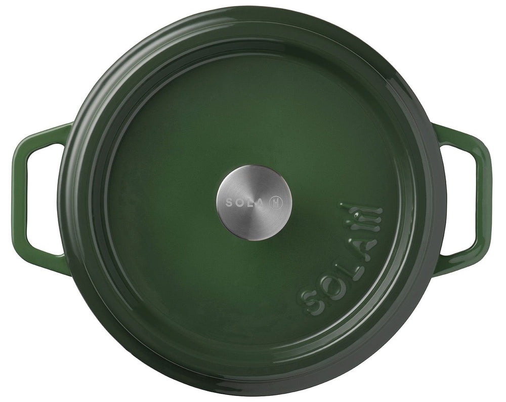 Sola Cazuela con tapa de hierro fundido - Verde - ø 24 cm / 3.2 litros - revestimiento antiadherente esmaltado
