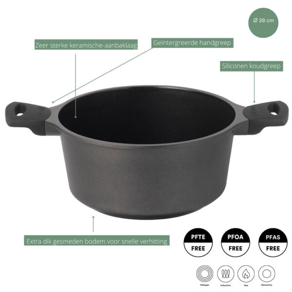 Olla para asar con tapa Ceramic Deluxe ø 28 cm - revestimiento antiadherente cerámico
