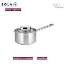 Sola Set de Sartenes Ruby 7 Piezas Premium Triply Acero Inoxidable - Cacerola ø 16, 18, 20 y 24 cm y Cacerola ø 16 cm & BEKA Sartenes Pro Induc ø 24 & 28 cm