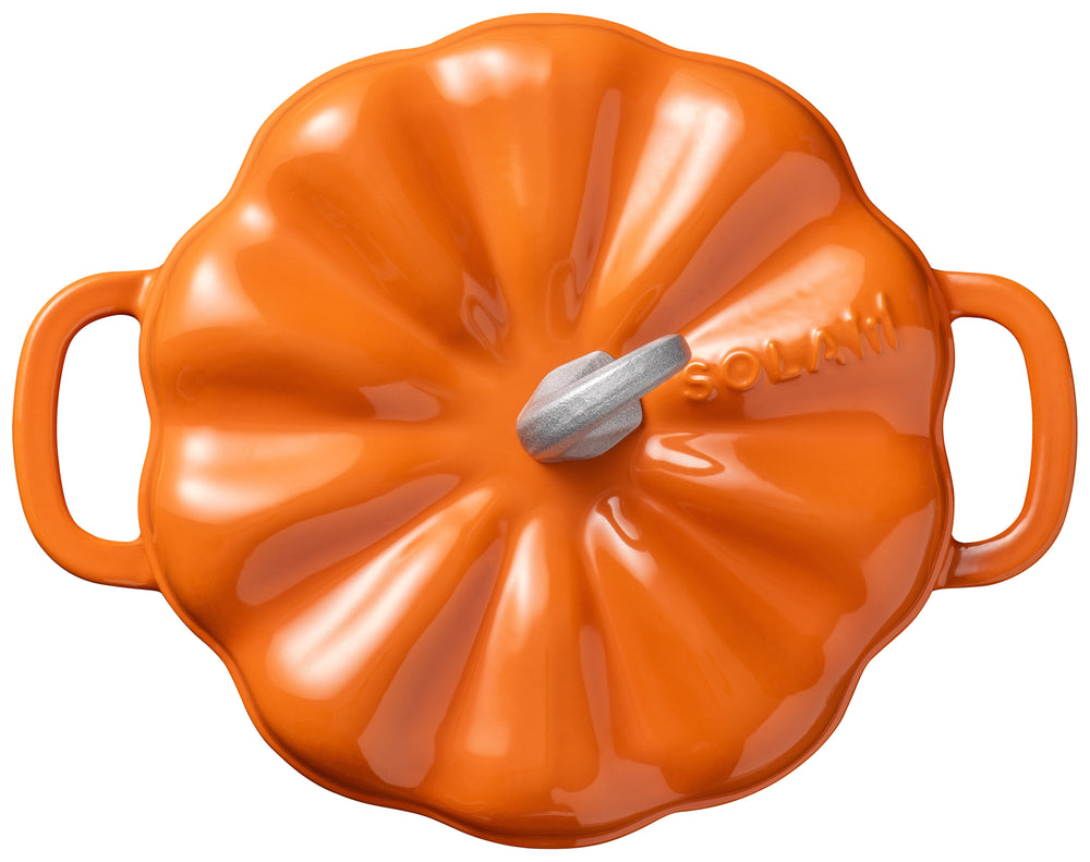 Sola Olla de Cocción Calabaza Naranja - Hierro Fundido - ø 24 cm / 2,8 Litros - revestimiento antiadherente esmaltado