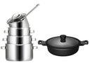 Set de sartenes Sola Pearl 5 piezas de acero inoxidable - compatible con extracción de humos & Sartén para aperitivos Sola Fair ø 28 cm - apto para todas las fuentes de calor