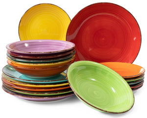 Studio Tavola Juego de vajilla Sunny Summer 18 piezas / 6 personas - 6 platos de desayuno, 6 platos de sopa y 6 platos para cenar
