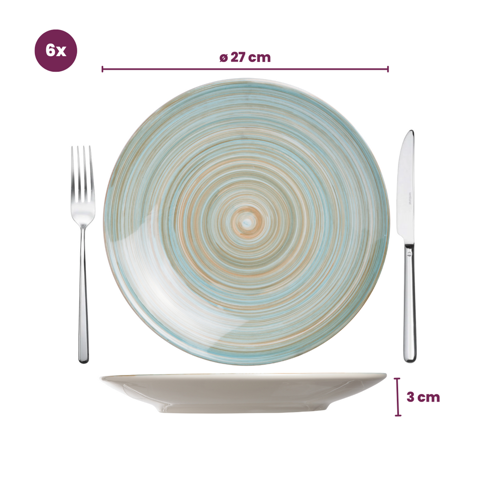 Platos de cena Cosy & Trendy Turbolino Azul ø 27 cm - 6 piezas