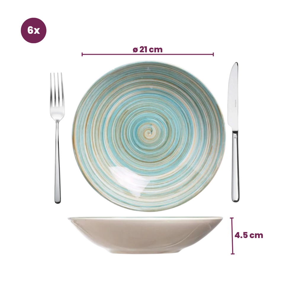 Platos hondos / para pasta Cosy & Trendy Turbolino Azul ø 21 cm - 6 piezas