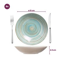 Platos hondos / para pasta Cosy & Trendy Turbolino Azul ø 21 cm - 6 piezas