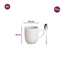 Cosy & Trendy Juego de vajilla Turbolino - Azul 24 piezas / 6 personas - 6 platos llanos, 6 platos hondos, 6 platos para desayuno y 6 tazas