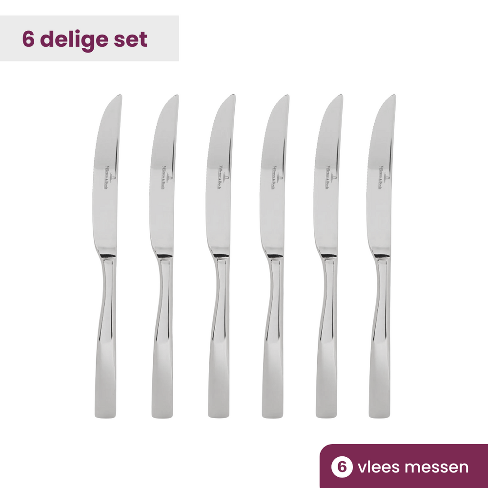 Villeroy & Boch Juego de cuchillos para steak Piemont - Acero inoxidable 18/10 - 6 piezas