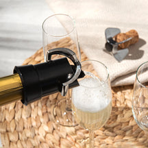 Tapón y vertedor para champán Vacu Vin - Negro