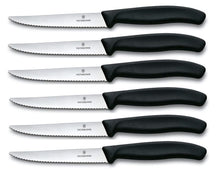 Victorinox cuchillos de carne dentados Swiss Classic negro - 6 piezas