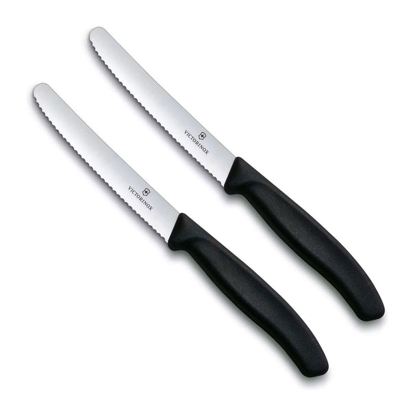 Victorinox cuchillos de tomate dentados Swiss Classic negro - 11 cm - 2 piezas